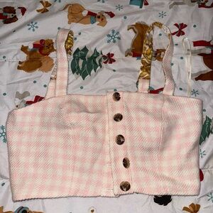 G by Guess Pink Plaid Crop Top
